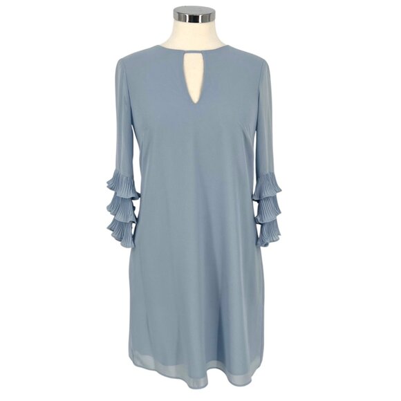 Vince Camuto Ruffle Sleeve Shift Dress Keyhole Back Light Blue Size 2 - Picture 1 of 11